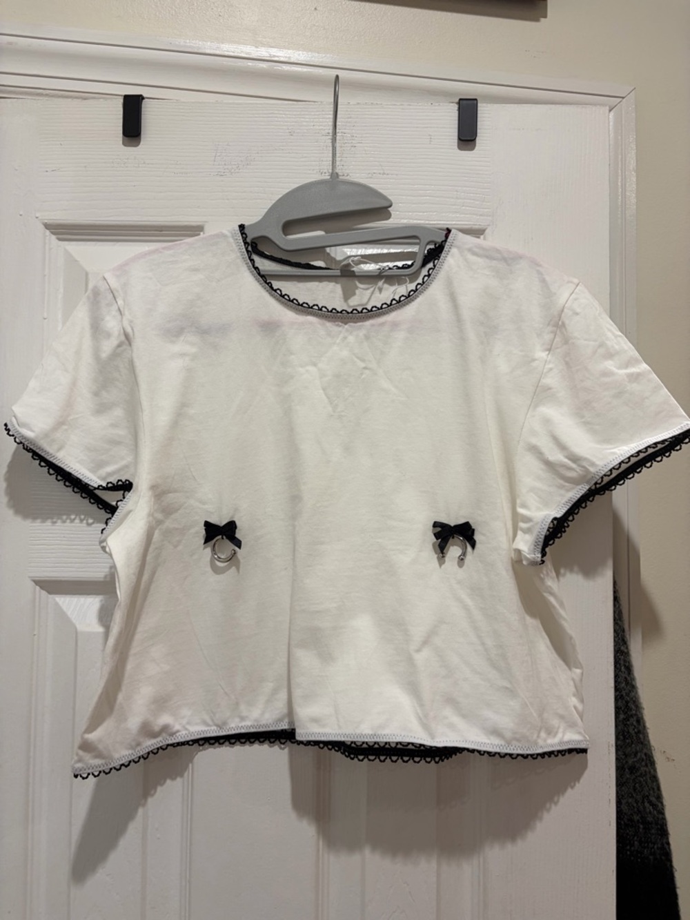 The End Lingerie Coquette Goth Baby Tee Fake Nipple Ring Top Y2K